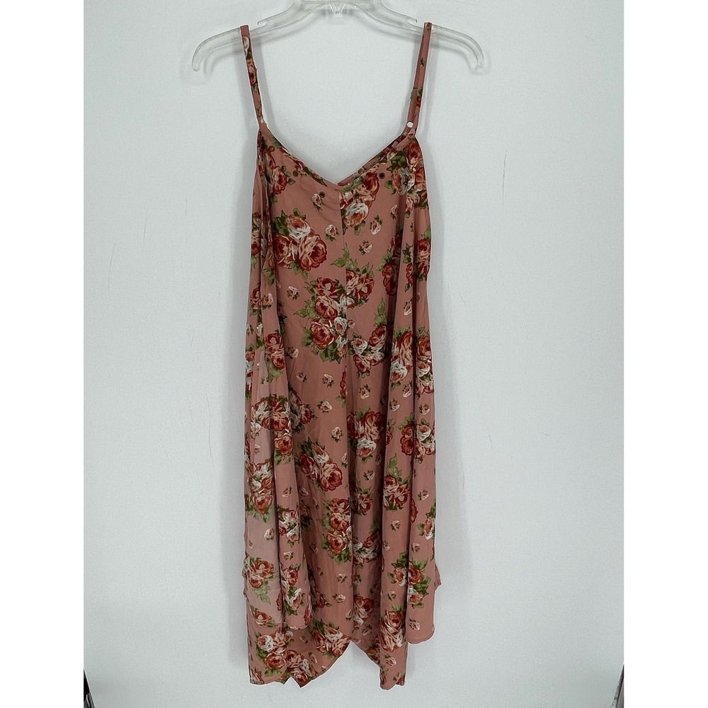 Speed Control Women's Pink Floral Sleeveless Sharkbite Hem Midi Dress Size 2X